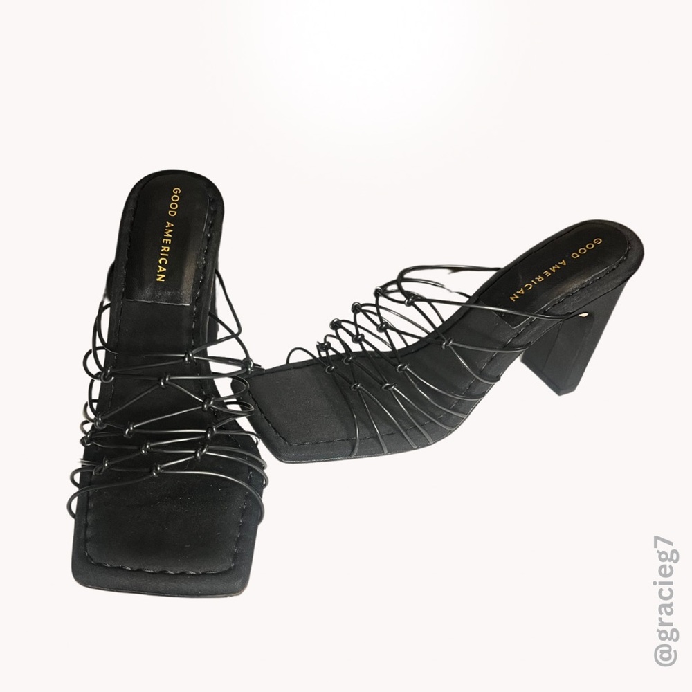 Good American Strappy Block Heels in Black | Size 7.5 | Only worn once | No box